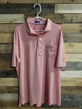 Men's Stitch Pink Polo Golf Shirt with Chest Pocket